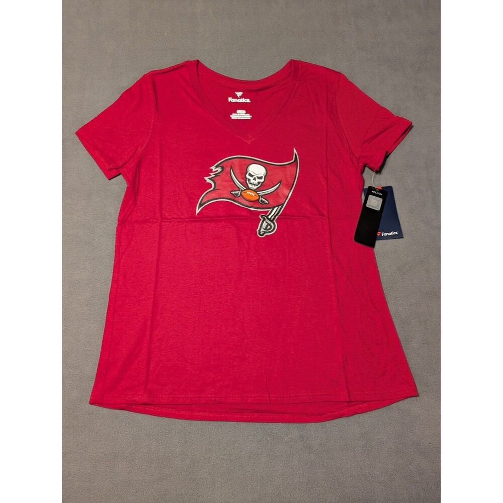 Tampa Bay Buccaneers Fanatics Women's V-Neck Tom Brady T-Shirt Red M NWT
